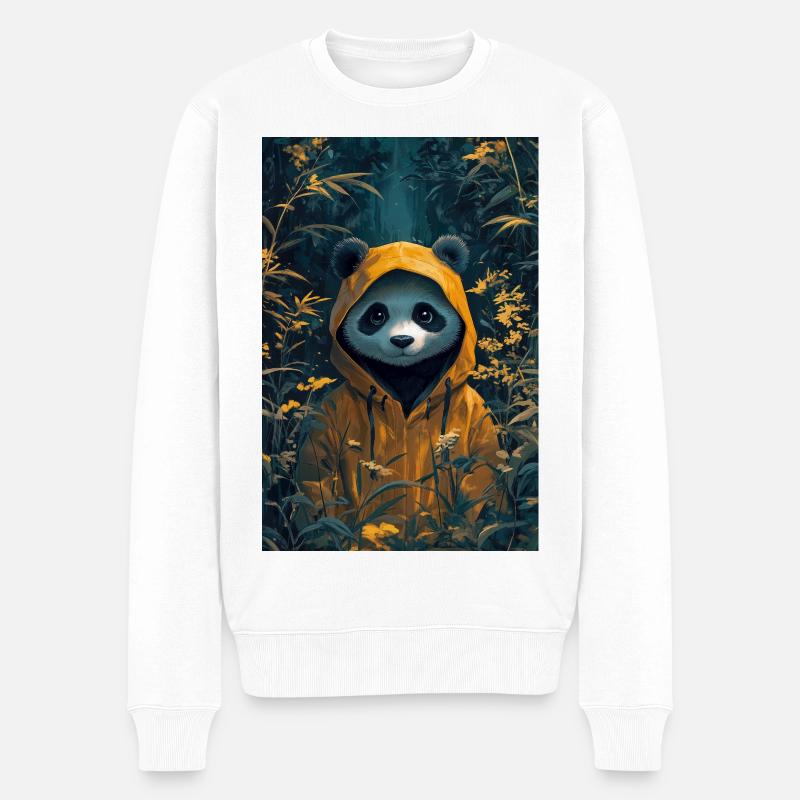 Illustration eines humanoiden Pandas - Männer Premium Bio Pullover - Weiß
