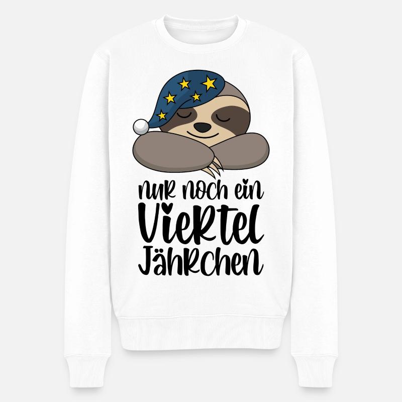 Nur noch ein viertel Jährchen - Süßes Faultier - Männer Premium Bio Pullover - Weiß