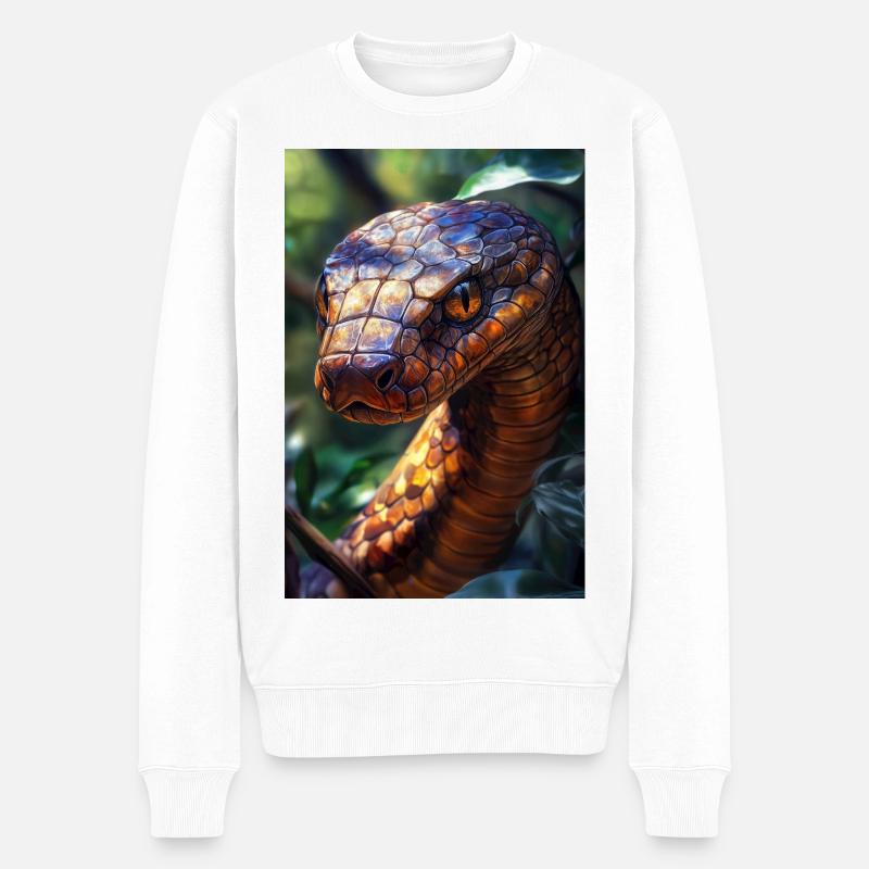 Illustration einer Schlange - Männer Premium Bio Pullover - Weiß