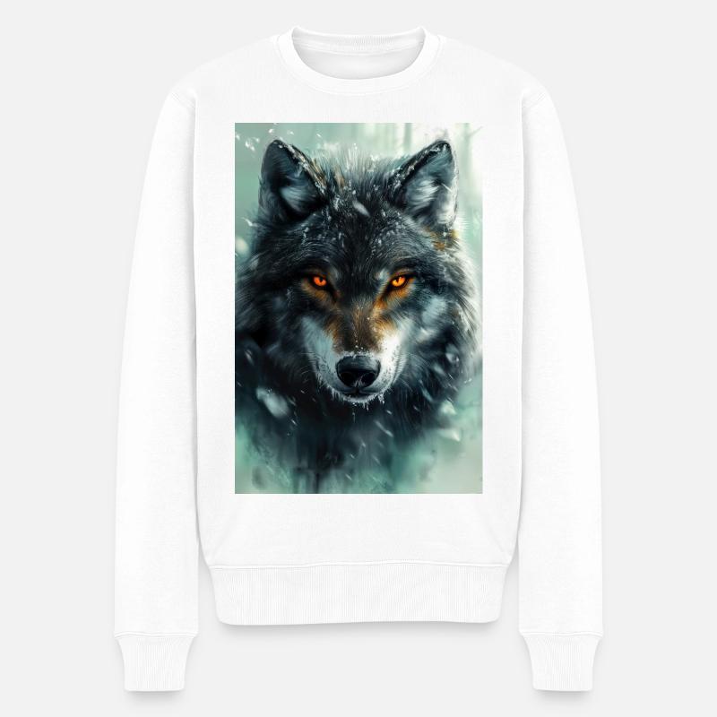 Illustration eines Wolfes - Männer Premium Bio Pullover - Weiß