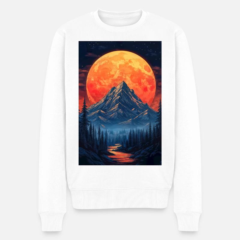 Illustration einer Gebirgslandschaft - Männer Premium Bio Pullover - Weiß