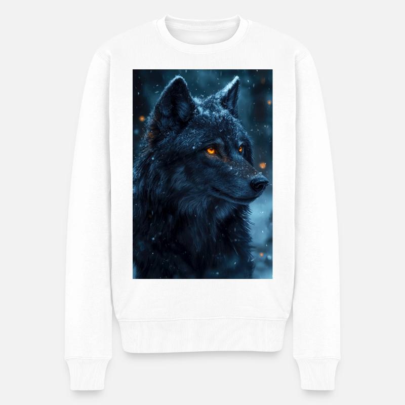 Illustration eines Wolfes - Männer Premium Bio Pullover - Weiß