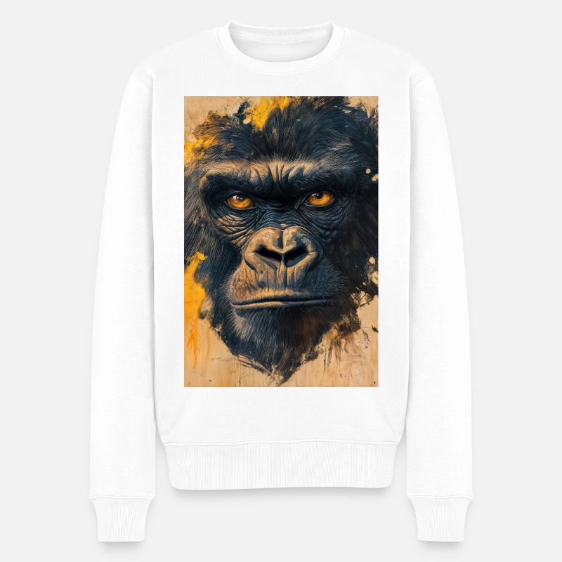 Illustration of a gorilla - Pull Premium bio Homme - blanc