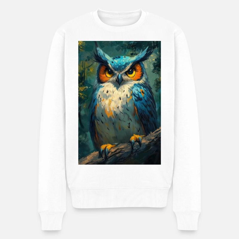 Illustration einer Eule - Männer Premium Bio Pullover - Weiß