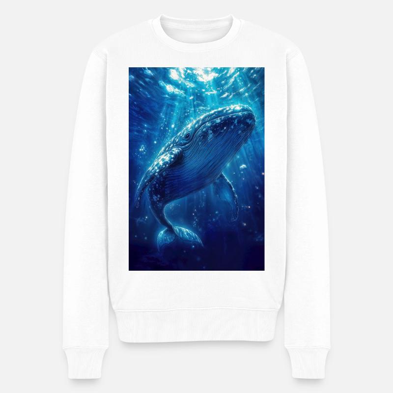 Illustration eines Wals - Männer Premium Bio Pullover - Weiß