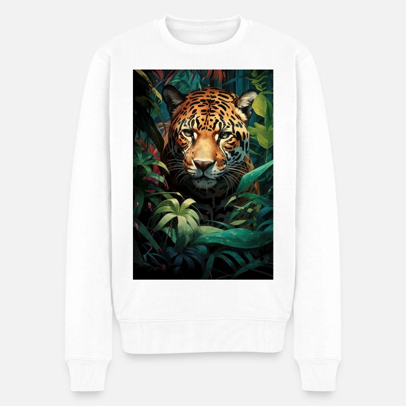 Illustration eines Jaguars - Männer Premium Bio Pullover - Weiß
