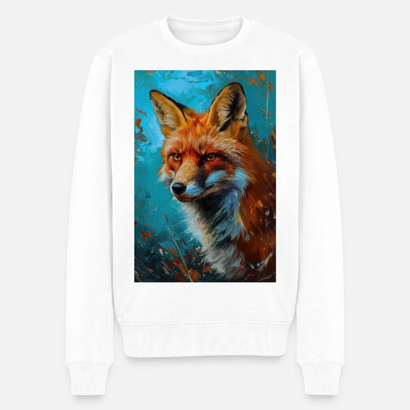 Illustration eines Fuchses - Männer Premium Bio Pullover - Weiß