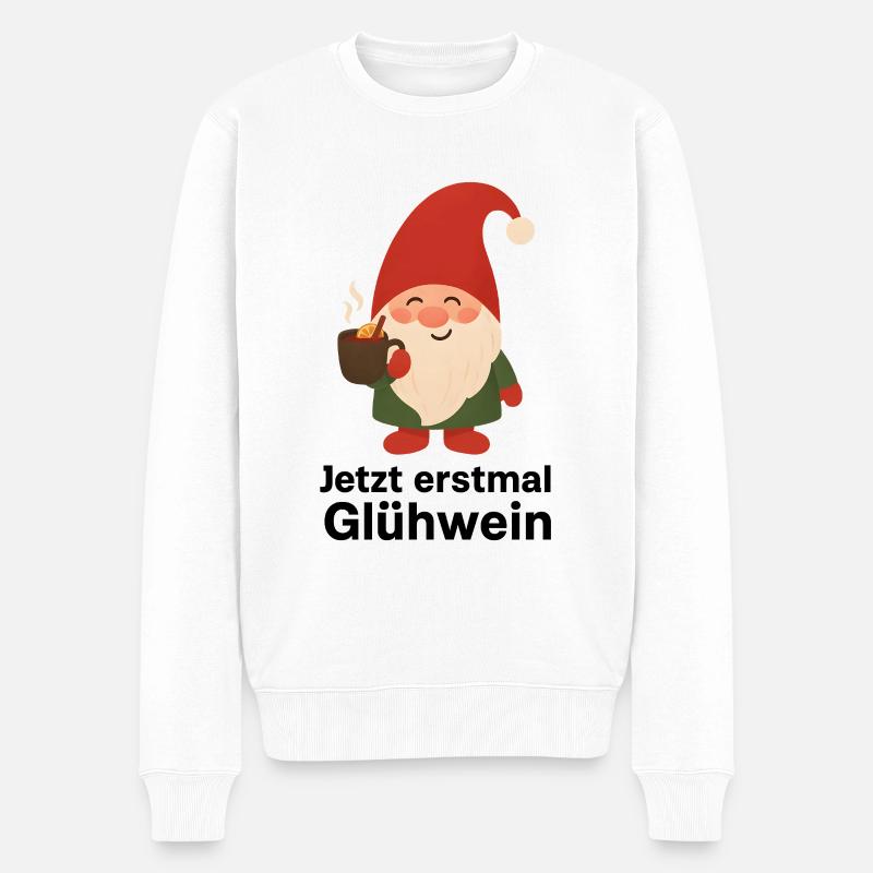 Weihnachtswichtel mit Glühwein - Männer Premium Bio Pullover - Weiß