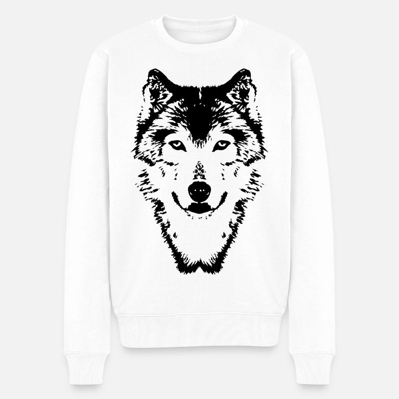 115304478_146018034_wolf - Männer Premium Bio Pullover - Weiß