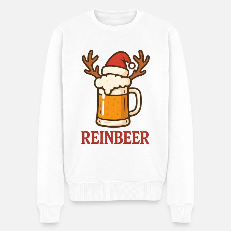 Weihnachten Bier - Männer Premium Bio Pullover - Weiß