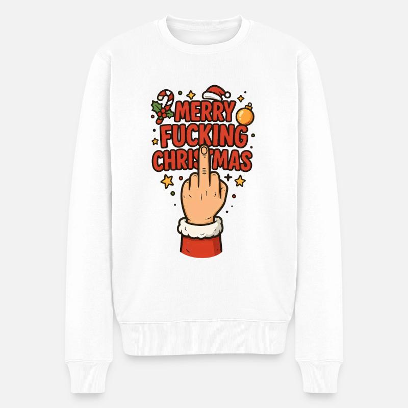 Doigt d’honneur Joyeux Noël - Pull Premium bio Homme - blanc