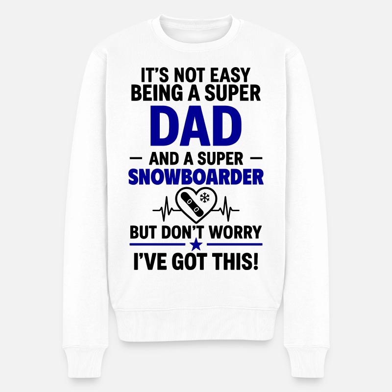 Herz + Snowboard – Super Papa Snowboarder - Männer Premium Bio Pullover - Weiß
