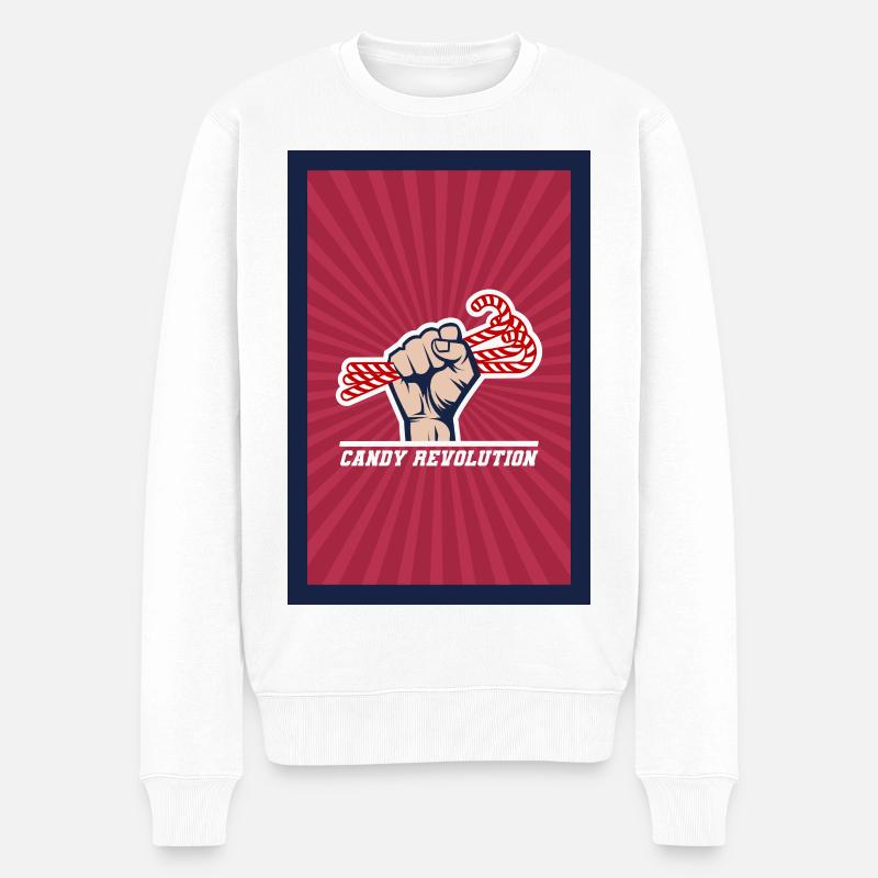 Candy Revolution – Süß & Politisches Statement  - Männer Premium Bio Pullover - Weiß
