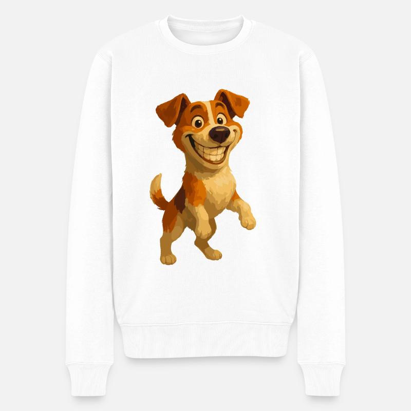 Jack Russell Terrier grinsend - Männer Premium Bio Pullover - Weiß