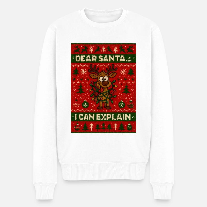 Ugly Christmas Weihnachten - Männer Premium Bio Pullover - Weiß
