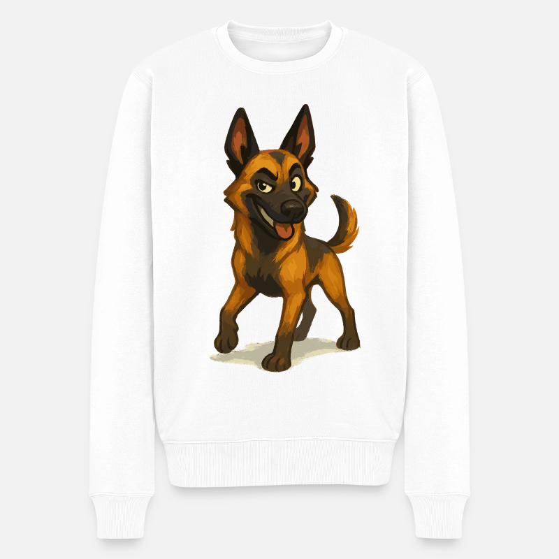 Chien de dessin animé Malinois coquin - Pull Premium bio Homme - blanc