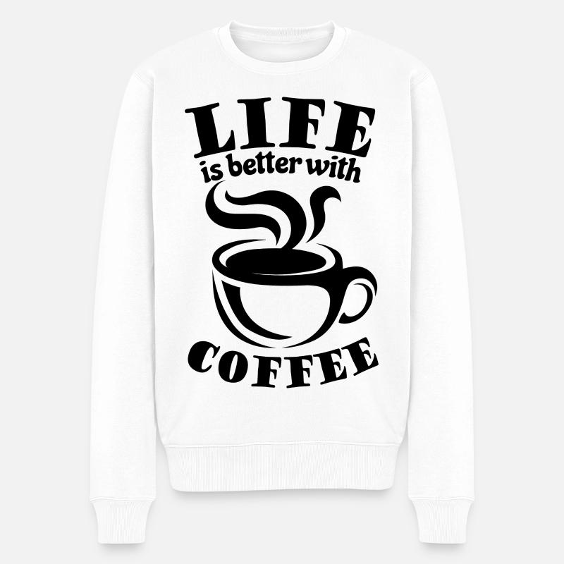 Life is better with coffee - Kaffee Fan - Männer Premium Bio Pullover - Weiß