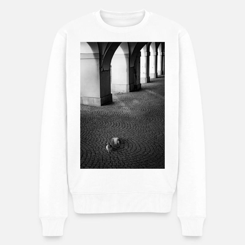 Schatten der Bögen und Tauben - Männer Premium Bio Pullover - Weiß