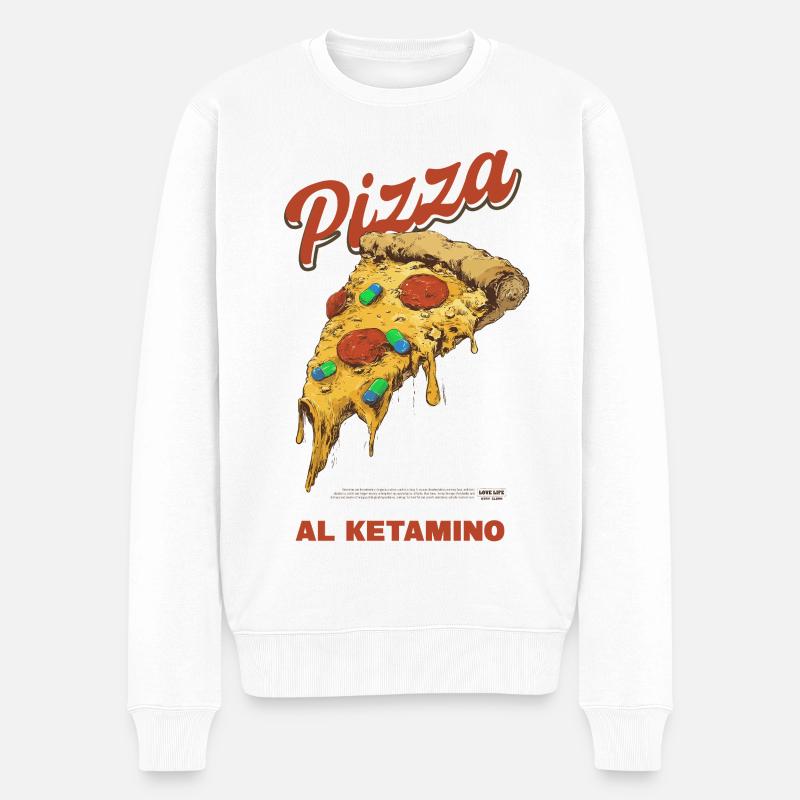 Tranche de pizza psychédélique - Pull Premium bio Homme - blanc