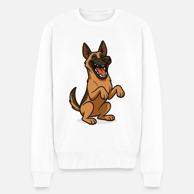 Lachender Malinois Hund - Männer Premium Bio Pullover - Weiß
