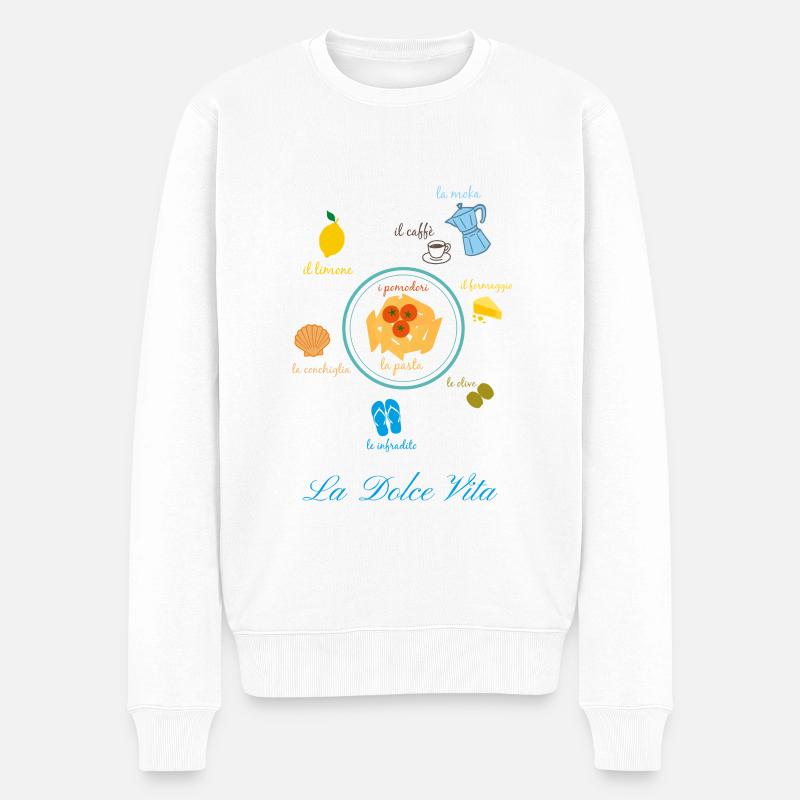 La Dolce Vita - Italienisches Wörterbuch - Männer Premium Bio Pullover - Weiß