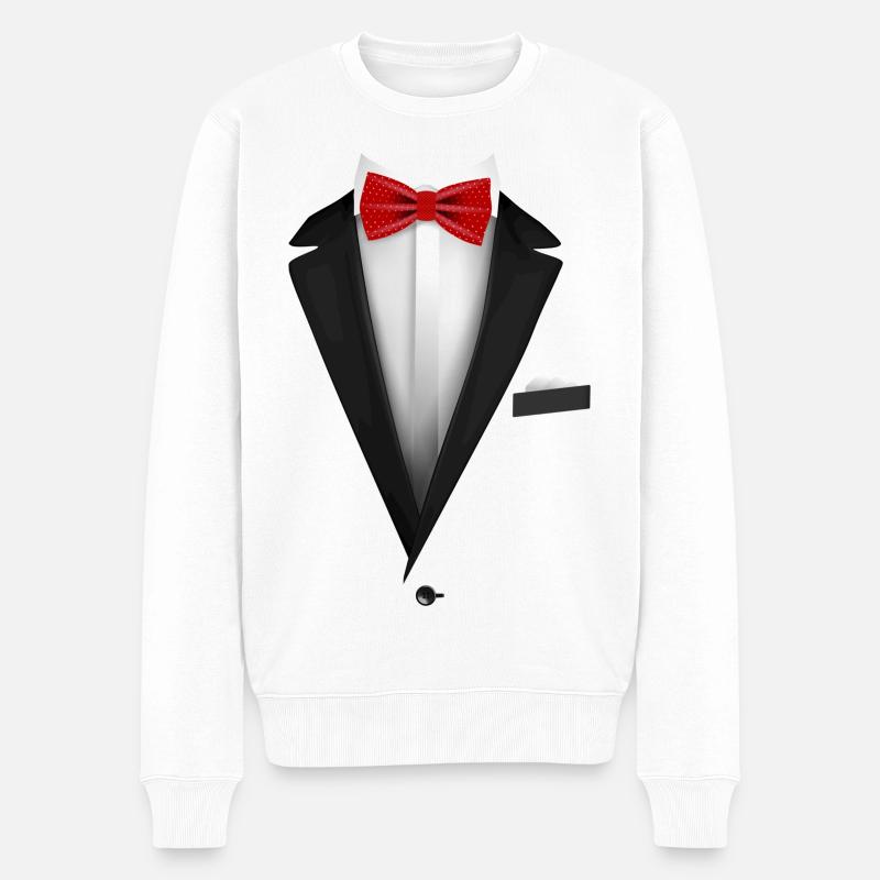 Smoking-Fliege Hochzeitsfest - Männer Premium Bio Pullover - Weiß