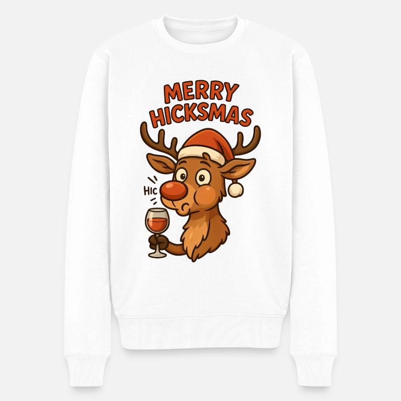 Merry Hicksmas Christmas Wein - Männer Premium Bio Pullover - Weiß