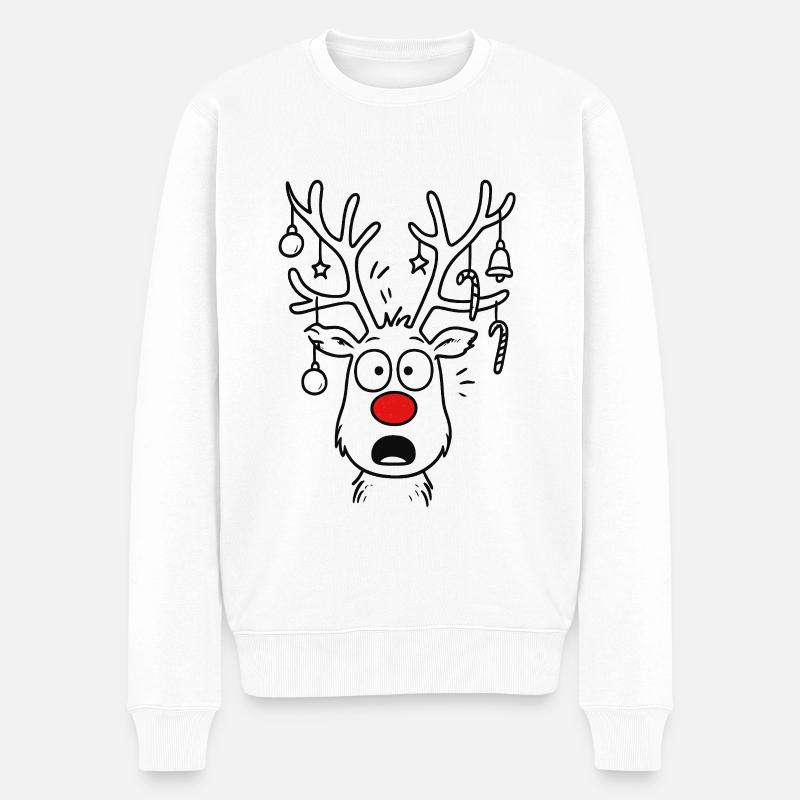 Cerf Rudolph Joyeux Noël doux - Pull Premium bio Homme - blanc