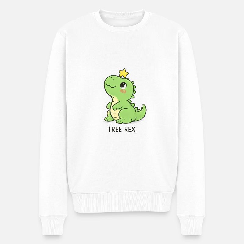 Kawaii Tree Rex Dino - Männer Premium Bio Pullover - Weiß