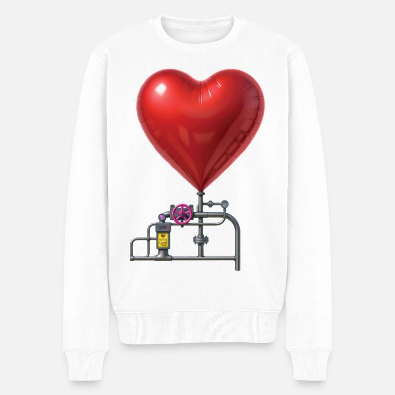 LOVE MACHINE - peace & love - Pull Premium bio Homme - blanc