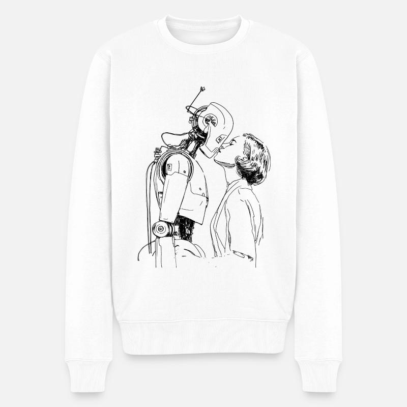 Cybernetic Love - Männer Premium Bio Pullover - Weiß