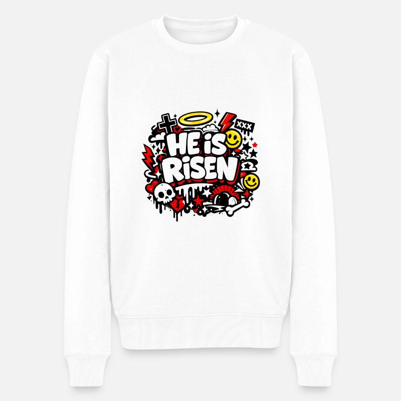 Il est Risen Graffiti Easter - Pull Premium bio Homme - blanc