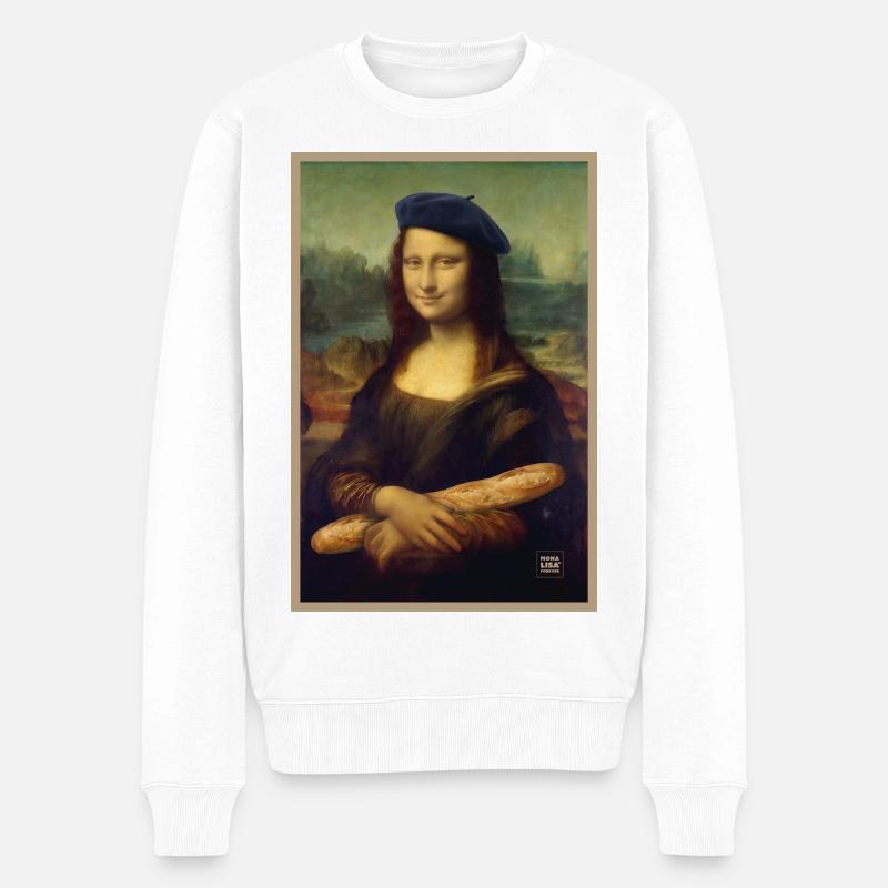 Mona Beret Baguette Porträt Französisch - Männer Premium Bio Pullover - Weiß