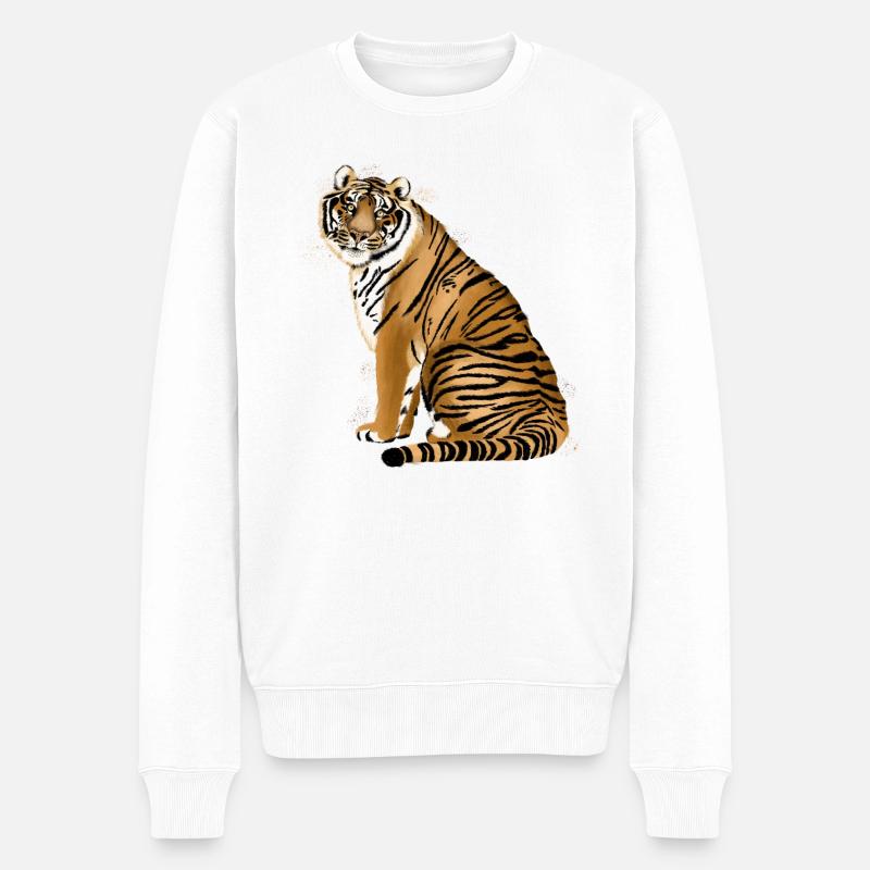 Tiger - Männer Premium Bio Pullover - Weiß