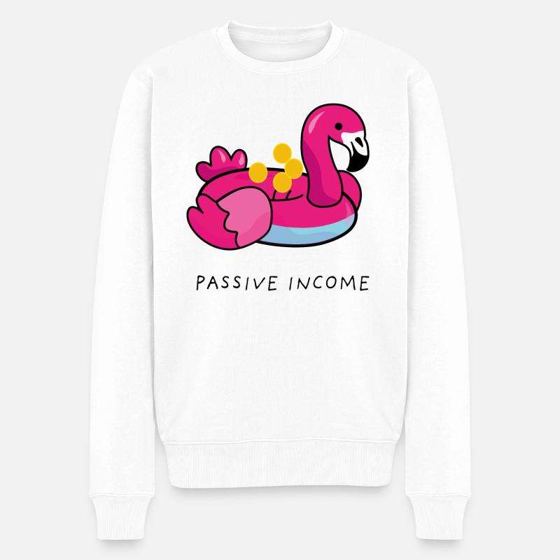 Flamingo Passives Einkommen - Männer Premium Bio Pullover - Weiß