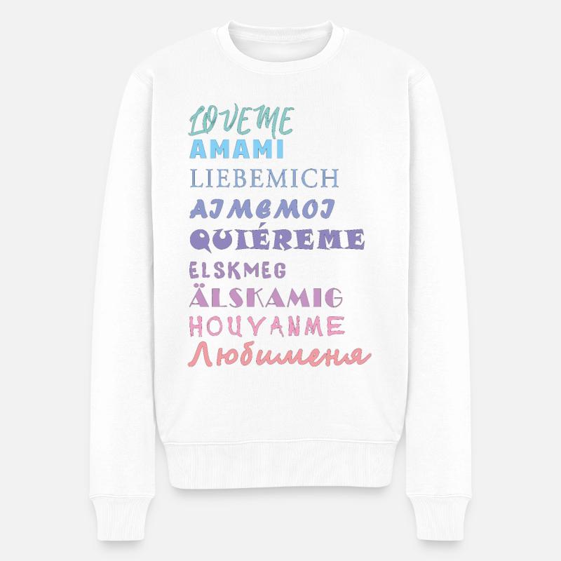 LIEBE MICH - Männer Premium Bio Pullover - Weiß