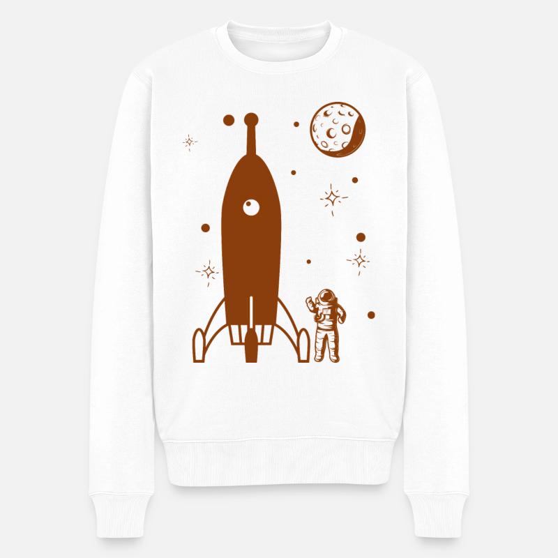 Astronaut - Weltall - Rakete - Universum - Männer Premium Bio Pullover - Weiß