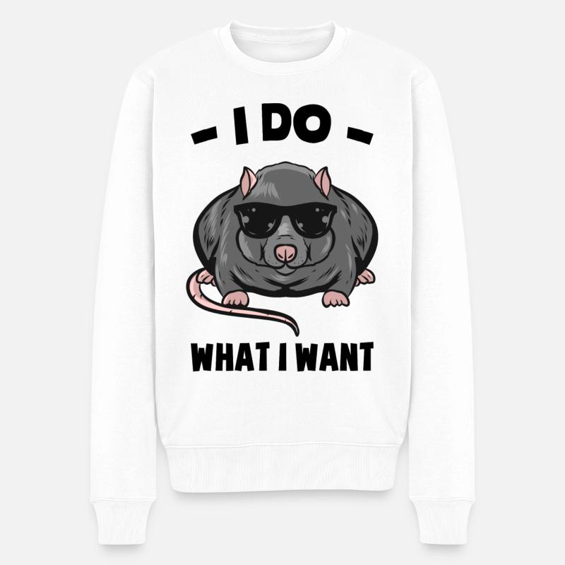 Ratte - Männer Premium Bio Pullover - Weiß