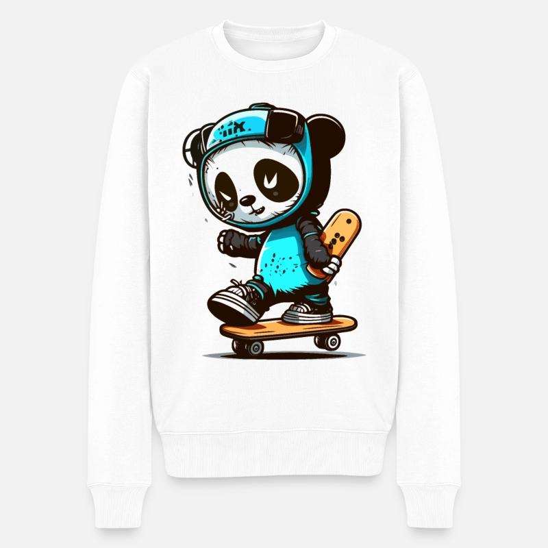 Panda Skate Co. - Männer Premium Bio Pullover - Weiß