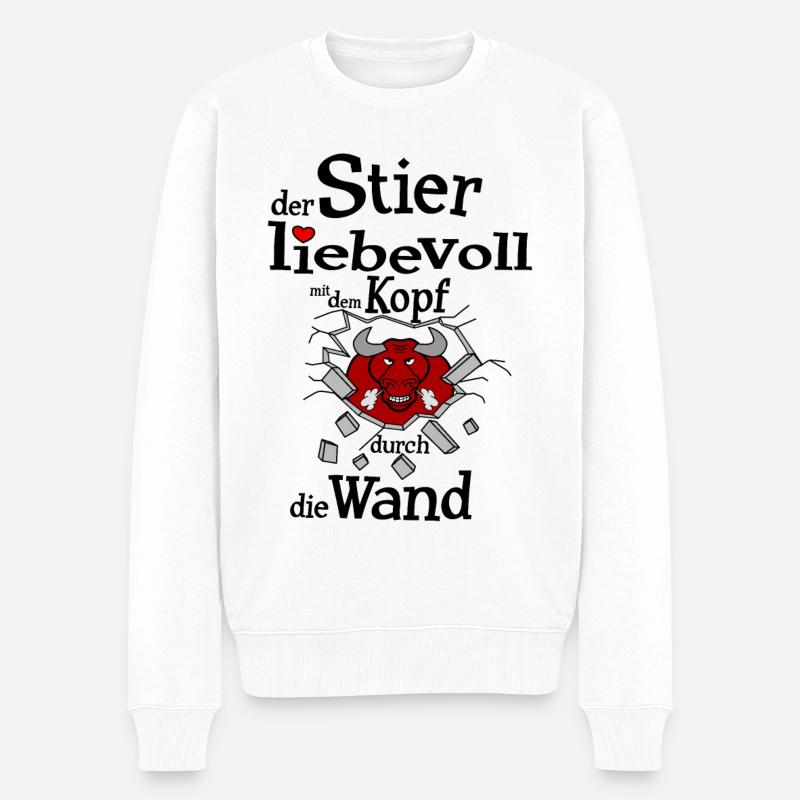 Sternzeichen Stier - Männer Premium Bio Pullover - Weiß