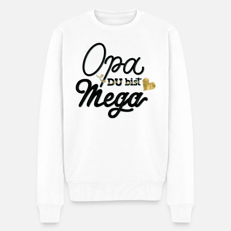 Opa, du bist mega - Männer Premium Bio Pullover - Weiß