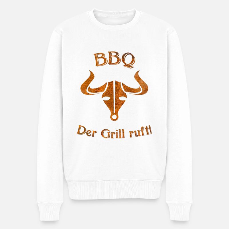 BBQ - Männer Premium Bio Pullover - Weiß