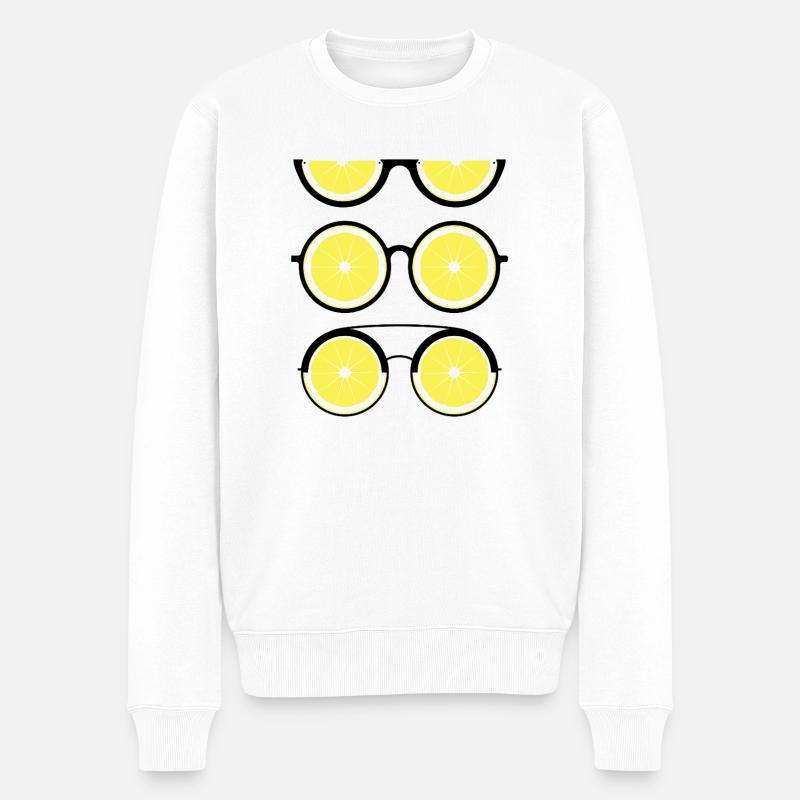 Verres citron (noir) - Pull Premium bio Homme - blanc