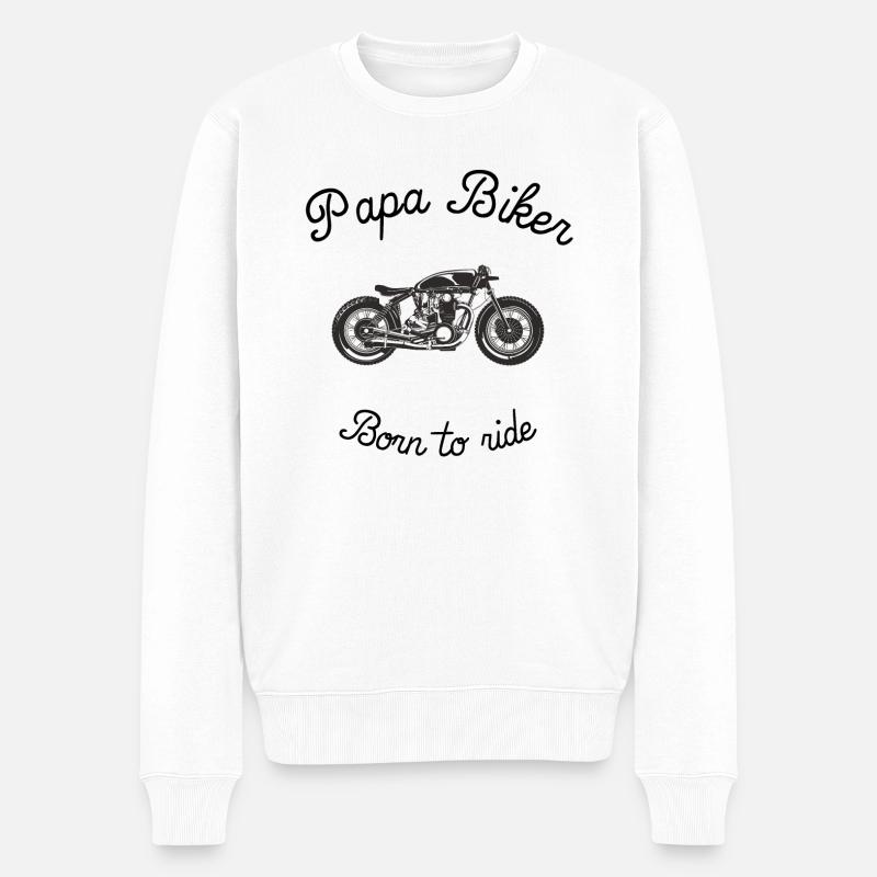 Papa biker cafer racer - Pull Premium bio Homme - blanc
