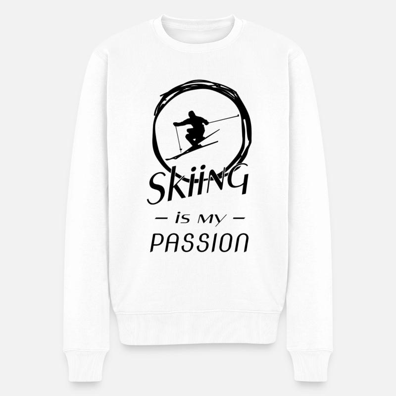 Skiing - Männer Premium Bio Pullover - Weiß