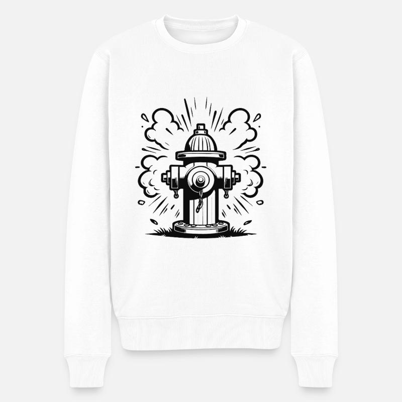Retro Hydrant – Klassischer Hydranten Design - Männer Premium Bio Pullover - Weiß