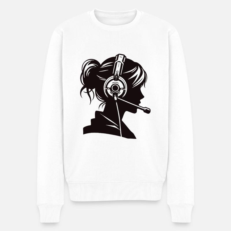 Centre d’appels futuriste – Communication - Pull Premium bio Homme - blanc