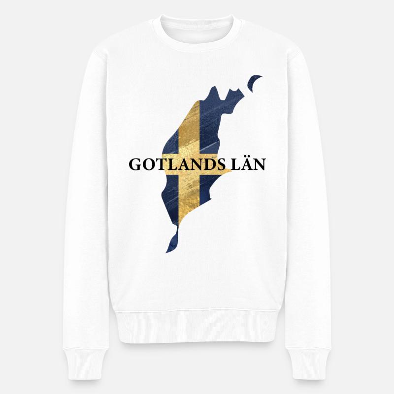 SCHWEDEN GOTLANDS LÄN - Männer Premium Bio Pullover - Weiß