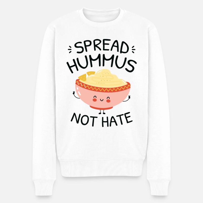 Hummus nicht hassen - Männer Premium Bio Pullover - Weiß