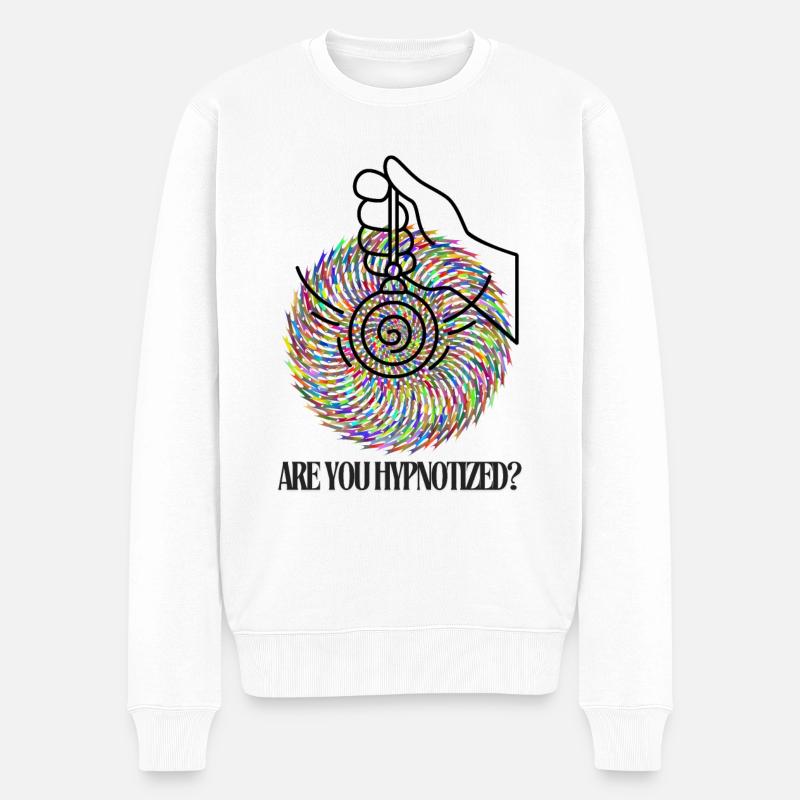 are you hypnotized? bist du hypnotisiert? - Männer Premium Bio Pullover - Weiß